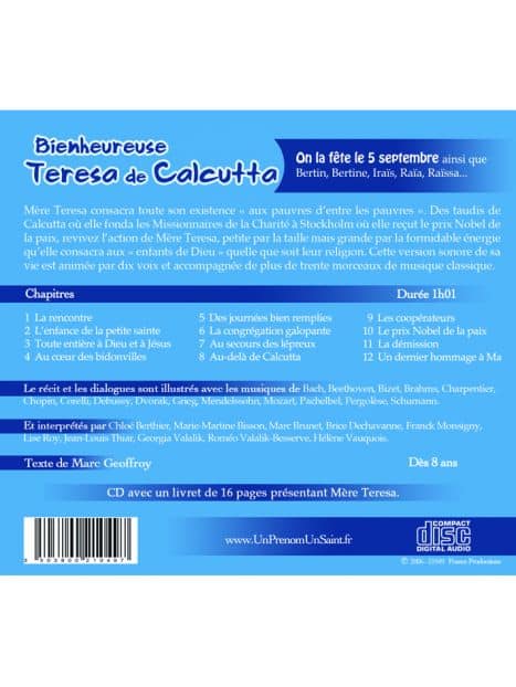 CD Bienheureuse Teresa de Calcutta (Mere Teresa)