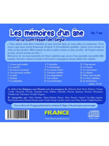 CD Les mémoires d'un âne de la comtesse de Ségur
