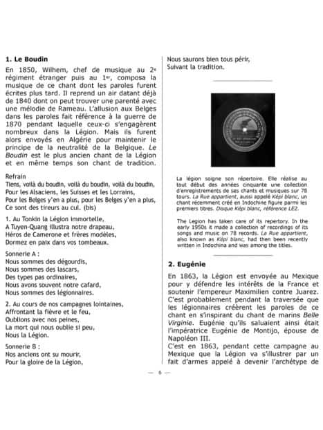 CD Chants des légionnaires