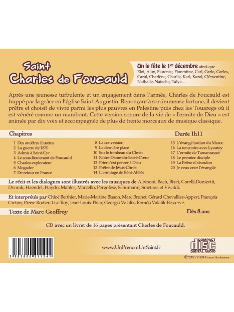Dos du digipak Saint Charles de Foucauld