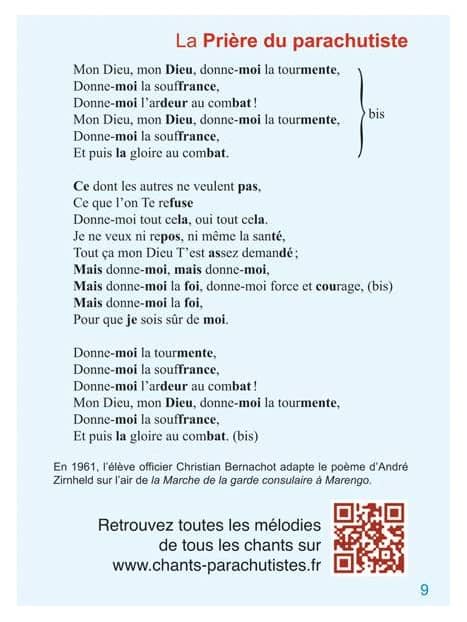 Carnet de chants des parachutistes page 9