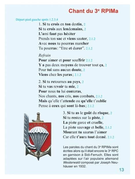 Carnet de chants des parachutistes page 13
